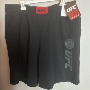 UFC Black Athletic Training Shorts with Red Logo Patch - Large brand new